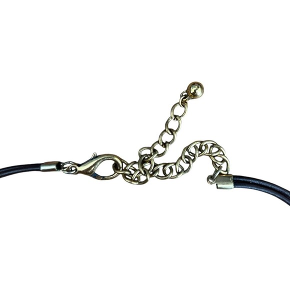 3 Tone Circle Pendant Black Copper Dual Strand Leather Cord 17" - Picture 3 of 3